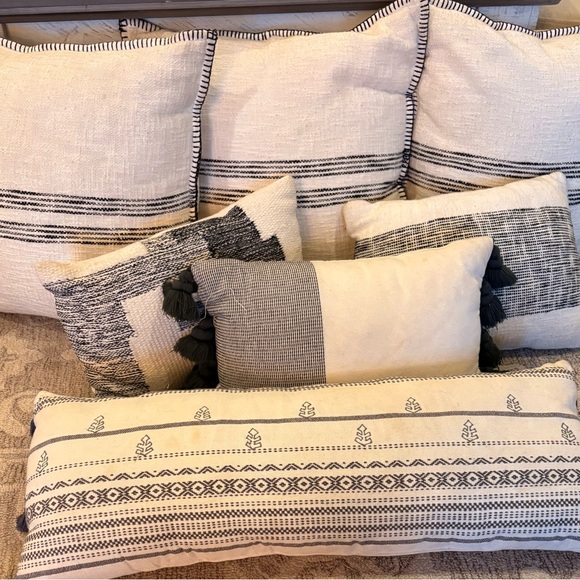 Elegant Cream and Black Decorative Pillow Set